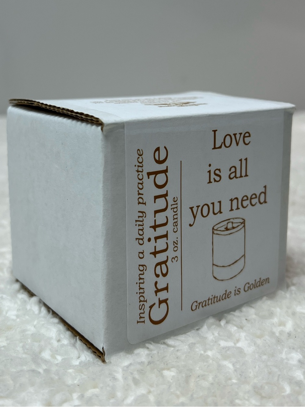 Studio Pennylane "Gratitude is Golden" Clear Glass Gold Lettering Candle
